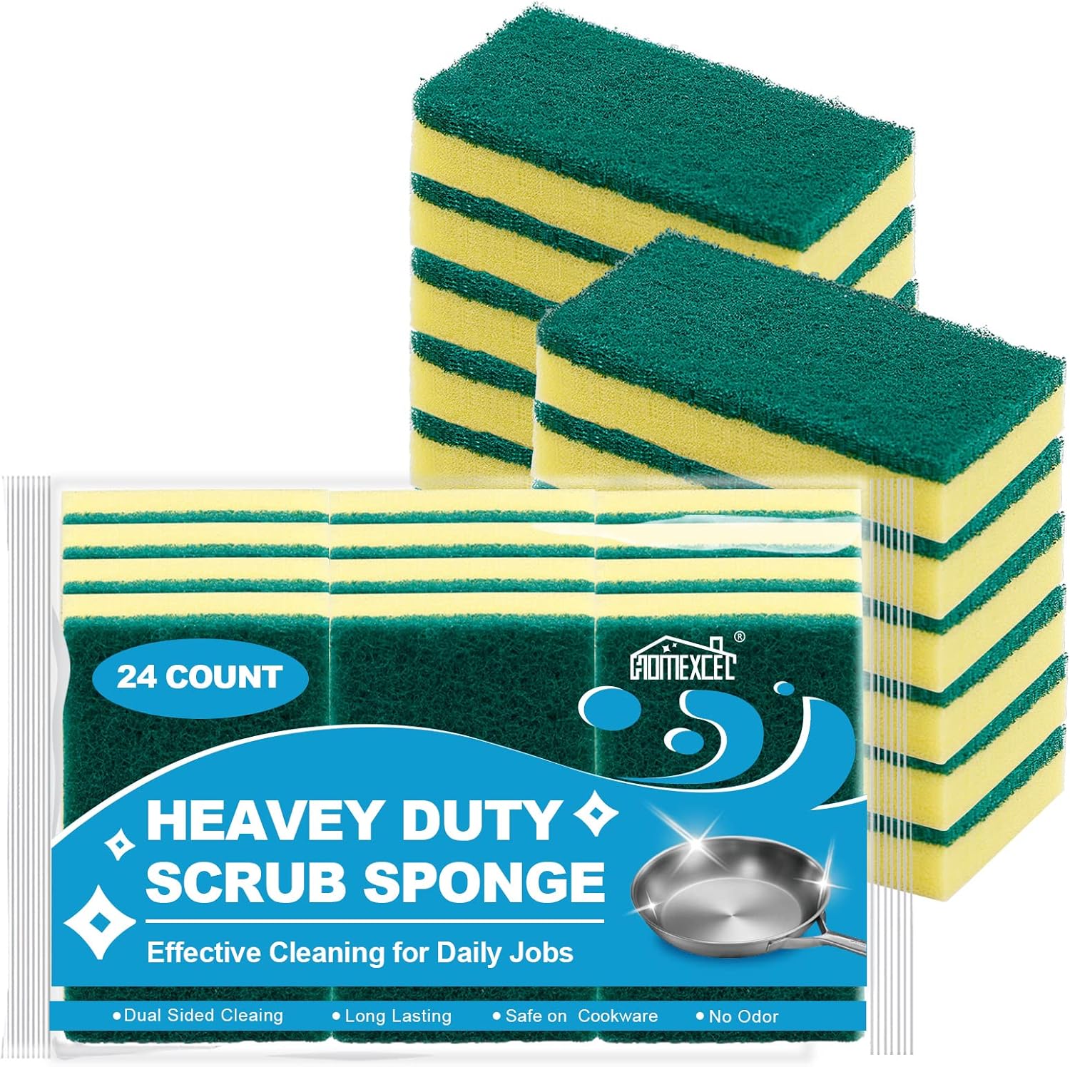 24 Count Heavy Duty Scrub Sponges Kitchen,Small Dish