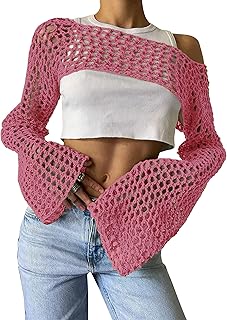 KEOMUD Crochet Crop Top with Hollow Out Design