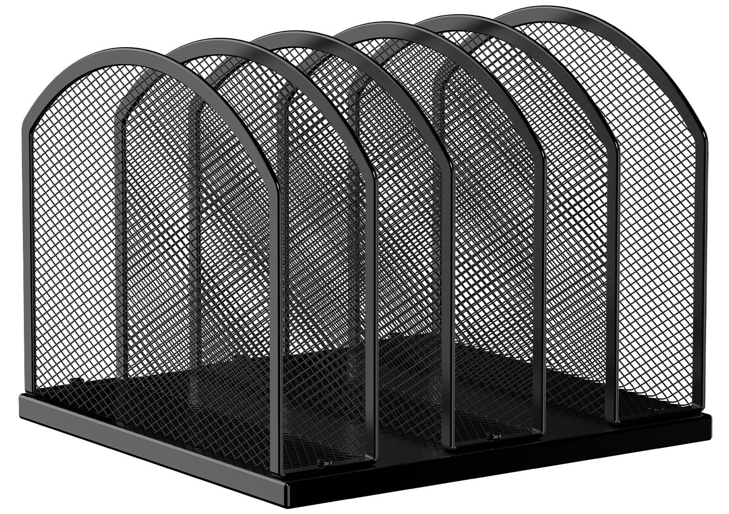 5-Section Vertical Desktop Organizer, 5-Section Mesh File Folder Stand Sorter for Office Home Classroom Organization (1, Black)