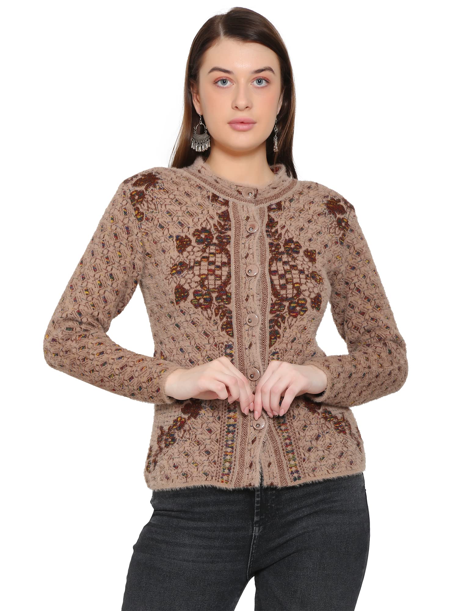 chatanya Premium Women's Buttoned Pure Woollen Knitted Cardigan/Sweaters (100% Acrylic Wool)-picture-19