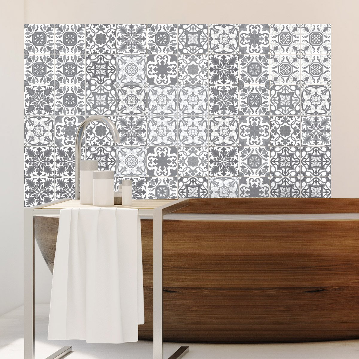 Ambiance-Live 15 Adesivi Per Piastrelle Mosaico – Adesivi Piastrelle Bagno E Cucina – Effetto Mattonella Cemento – 10x10 Cm – Multicolore