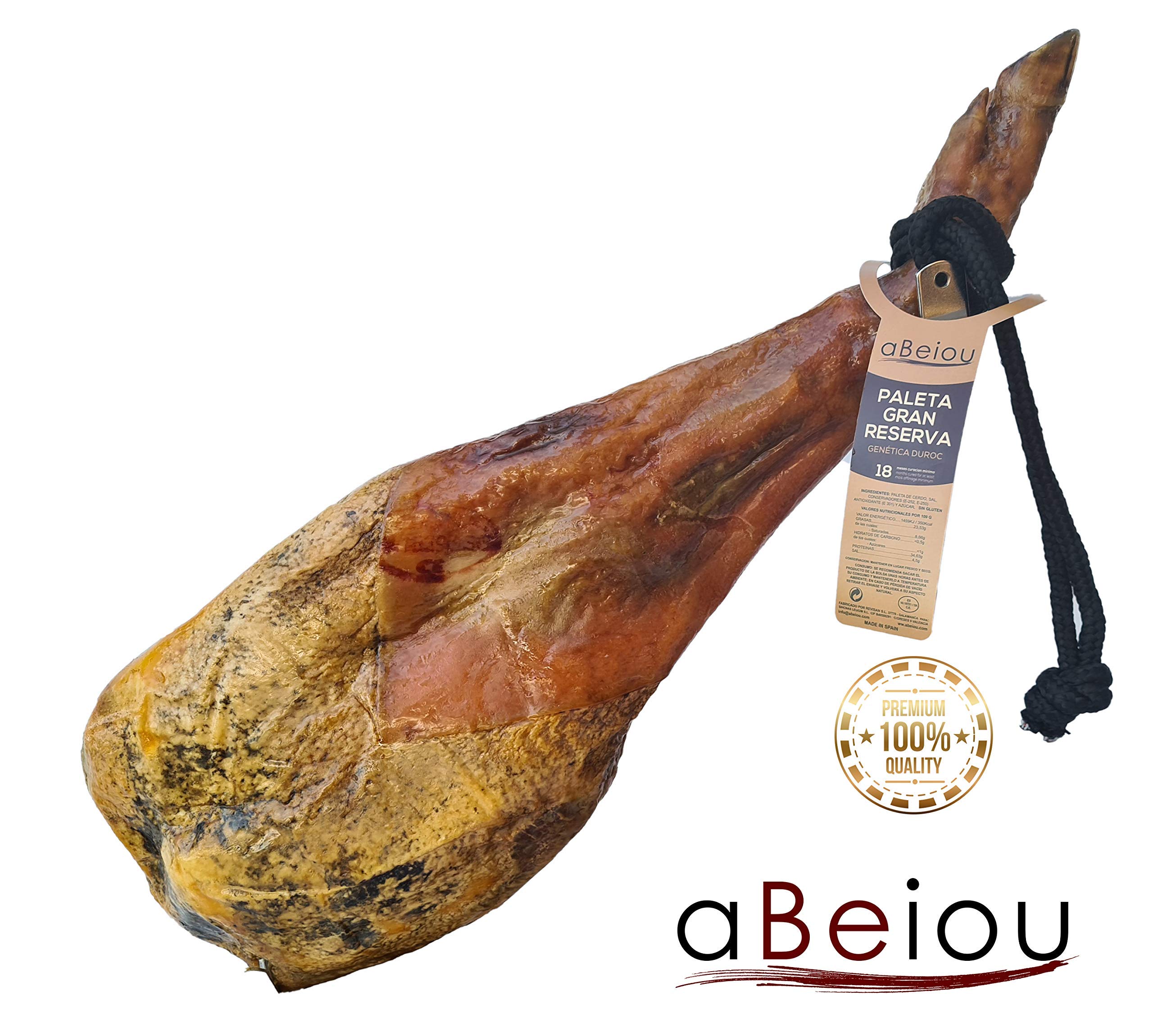Paleta Gran Reserva Duroc Premium Pata Entera con Hueso 4,5–5,5 kg — Curación +18–20 Meses — Guijuelo Salamanca — Envasado al Vacío — aBeiou