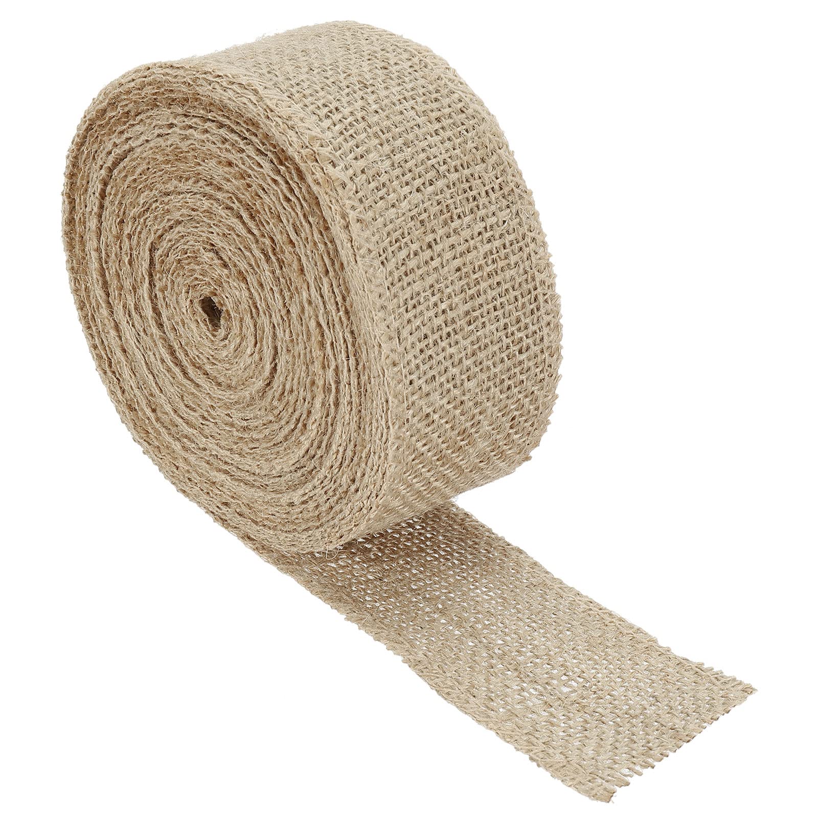 PATIKIL 1.97 Inch Wide 10 Yards Burlap Fabric Ribbon, 1 Pack Wired Jute Crafts Roll for Party Home DIY Wrapping Decoration