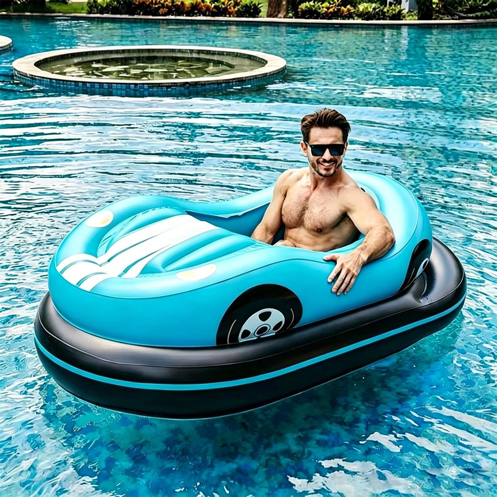 QFGain Lightweight Thick PVC Inflatable Pool Boat for Adults, 256lbs Capacity, Thick 0.4mm Blue