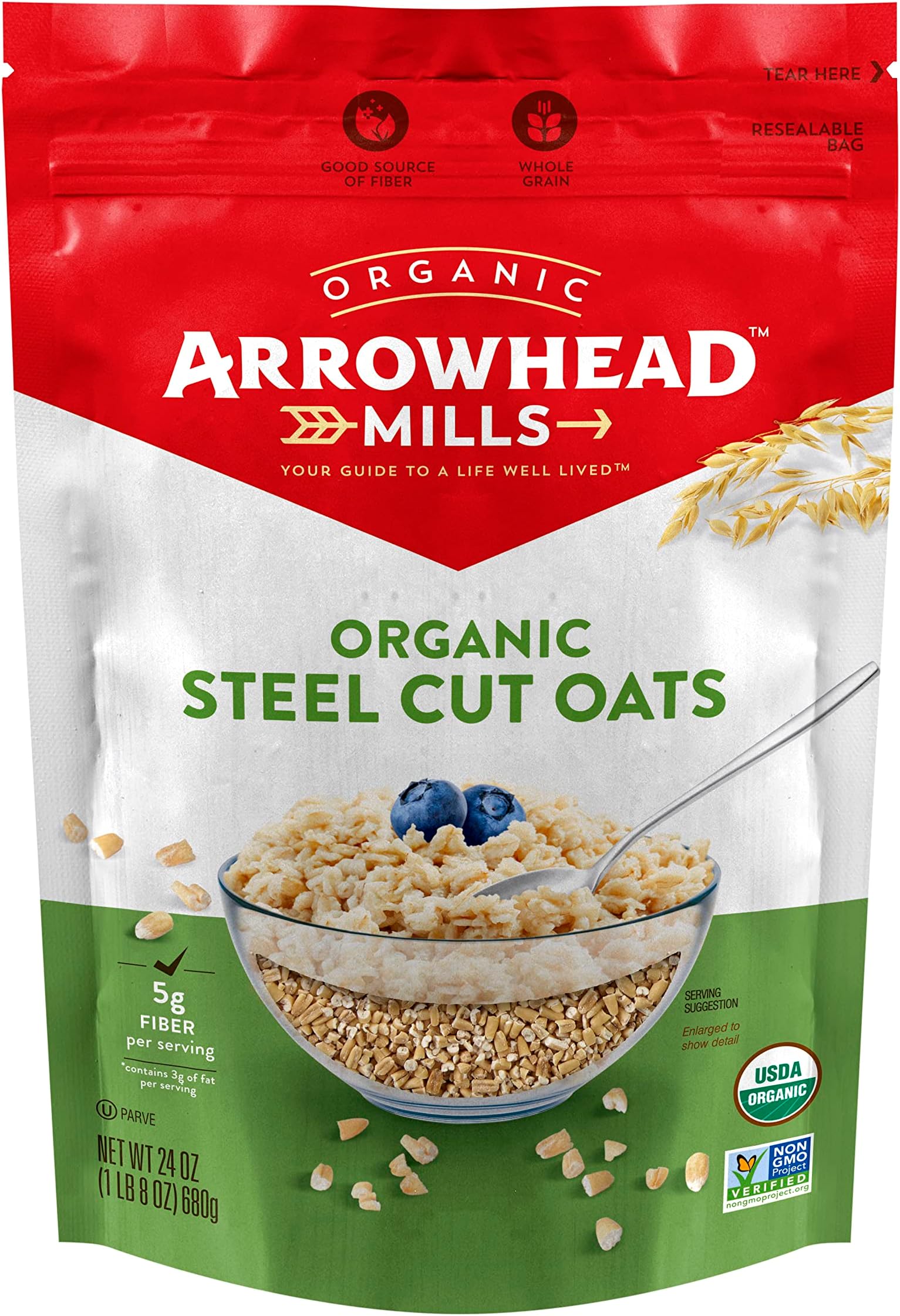 Arrowhead Mills Gluten Free Steel Cut Oats, 24 OunceUSDA Organic