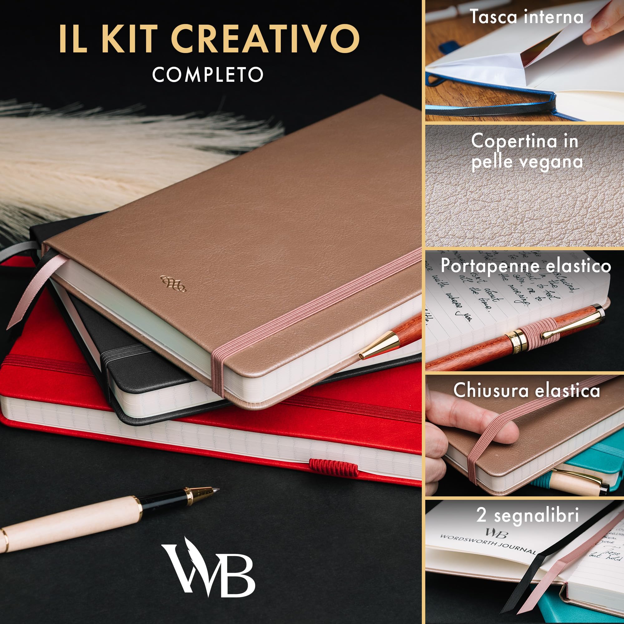 Wordsworth & Black Diario a Righe, 216 Pagine, Carta A5, Nero