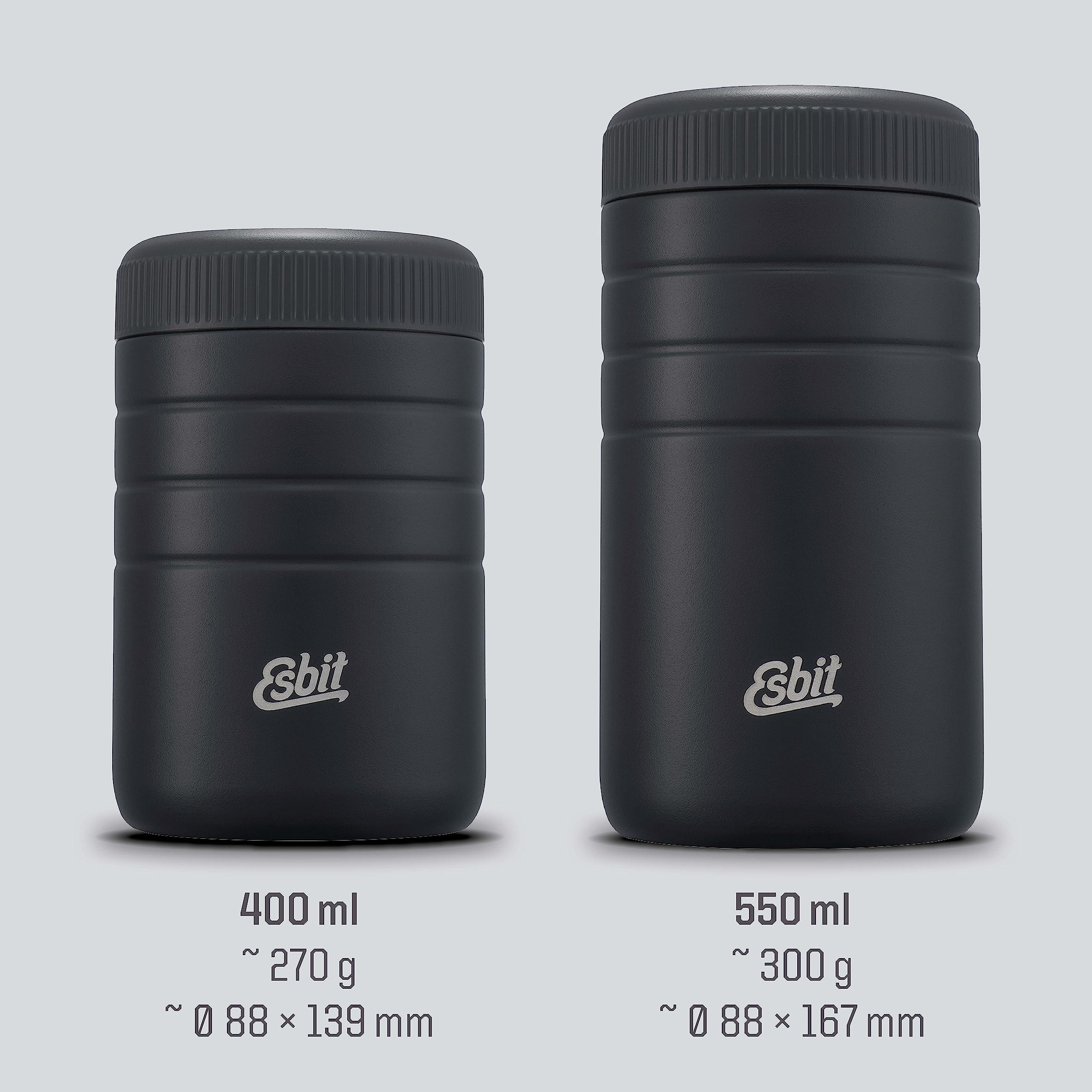 Esbit Thermobehälter Majoris | Edelstahl | BPA-Frei | Schwarz & Silber | 0,4L & 0,55L | für warme Speisen, Suppe, Lunch