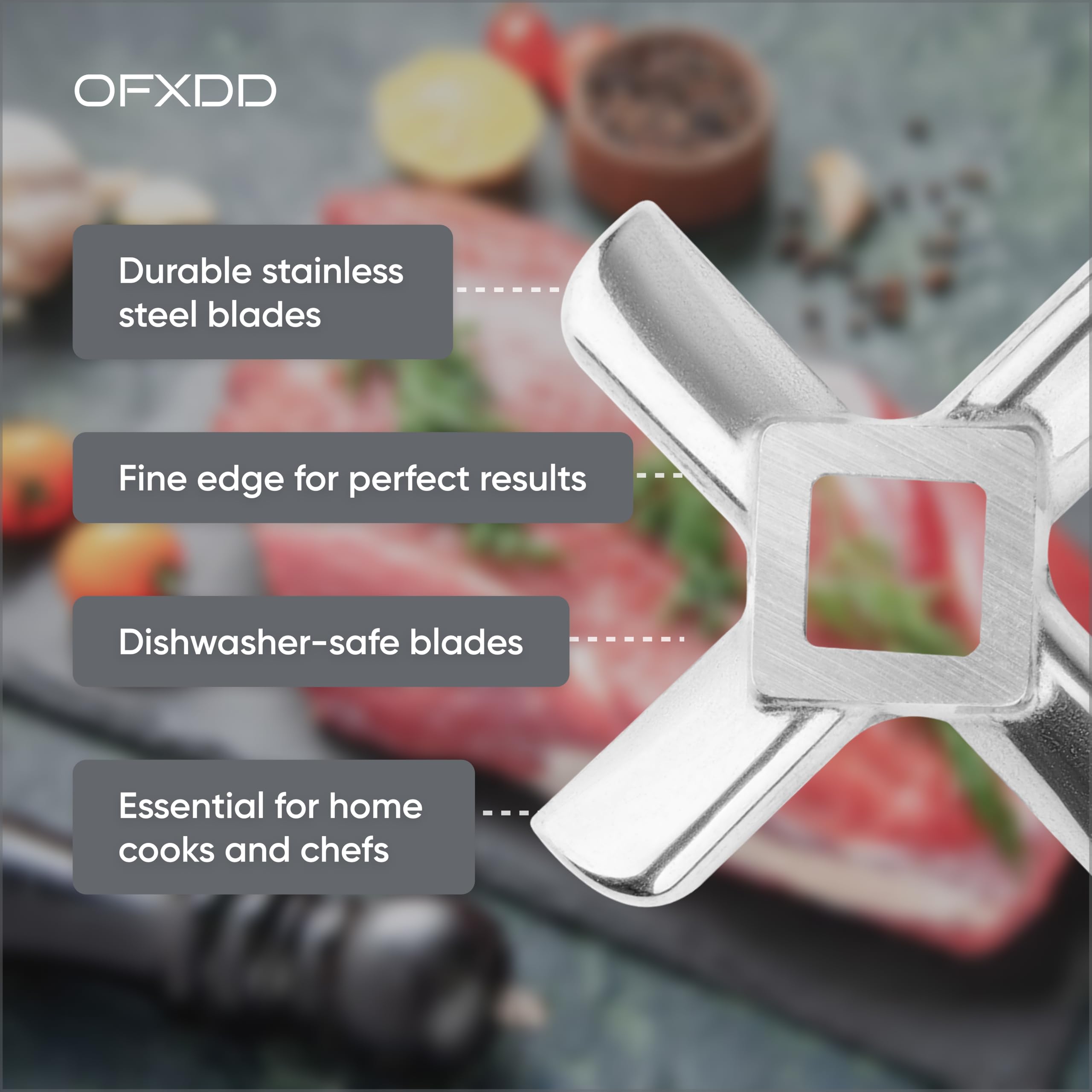 Cuchillas para amoladora de carne, 3 unidades, tamaño #8, accesorios de repuesto para amoladoras, cuchillas universales de acero inoxidable para amoladoras eléctricas
