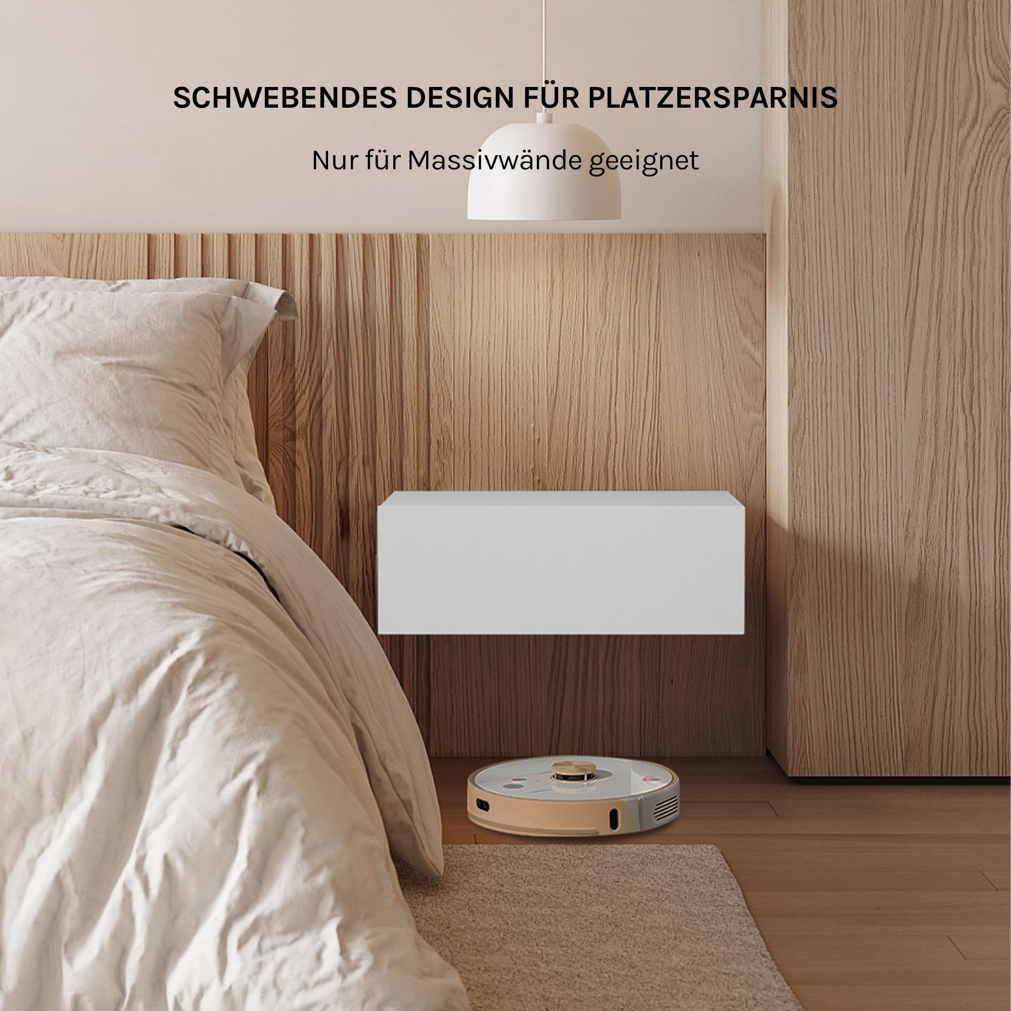 WOLTU 2er Set Nachttisch hängend,Wandregal mit Schublade, Nachtschrank Wandmontage, 40x30x14 cm,Nachtkästchen zum Einhängen,schwebende Nachtkommode, modern, weiß für Schlafzimmer Wohnzimmer, NTS24ws-2