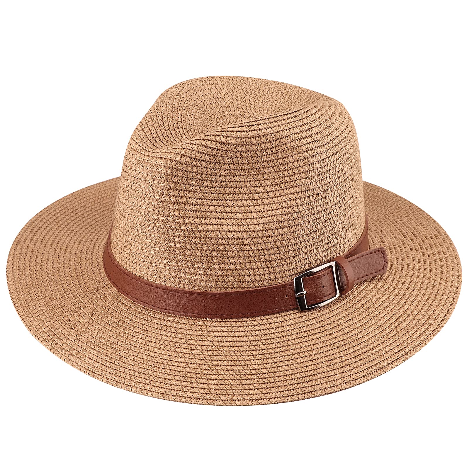 DRESHOW Mujeres Sombrero de Panamá Sombreros de Paja Sombrero de Verano Sombrero de Playa Fedora Sombrero de ala Ancha Sombrero de Paja UPF 50+