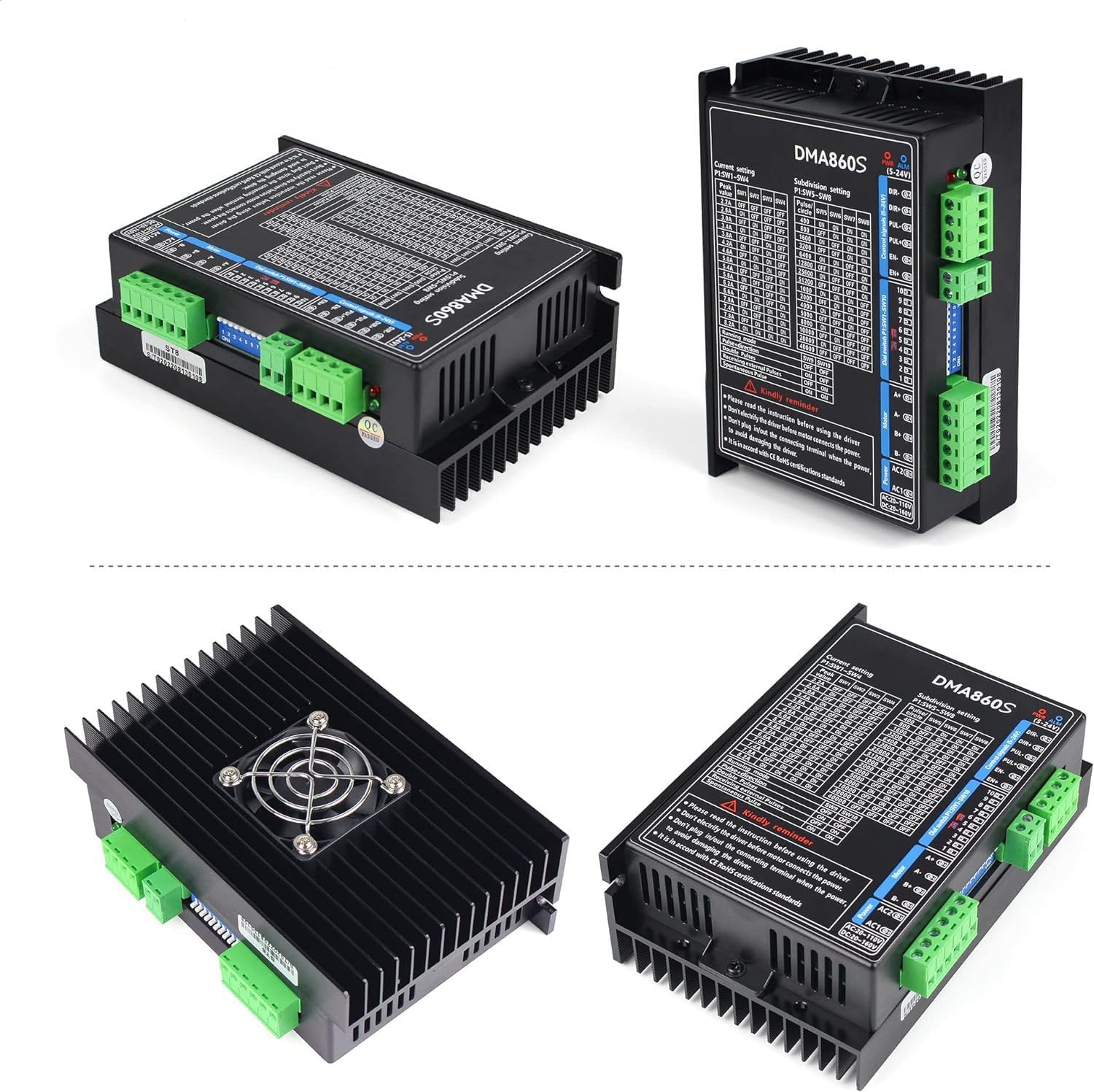 CNC DMA860S Digital Stepper Driver | AC18-110V and DC18-160V, 8.2A, 256 Microstep, 2-Phase Stepper Motor Controller,Nema23 Nema24 Nema34 Stepper Motor Driver