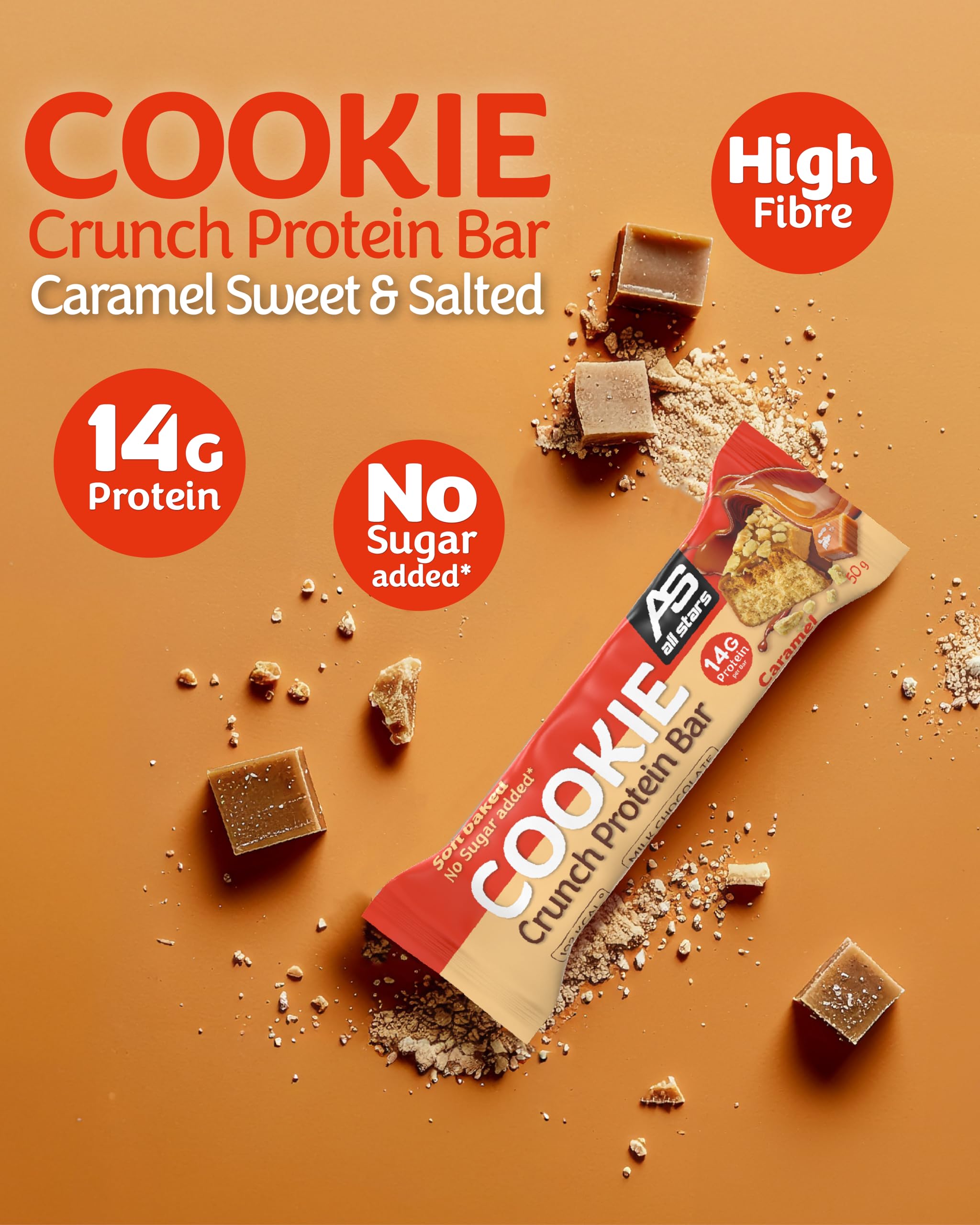 ALL STARS Protein Cookie Crunch Bar 18 x 50g Caramel Sweet & Salted