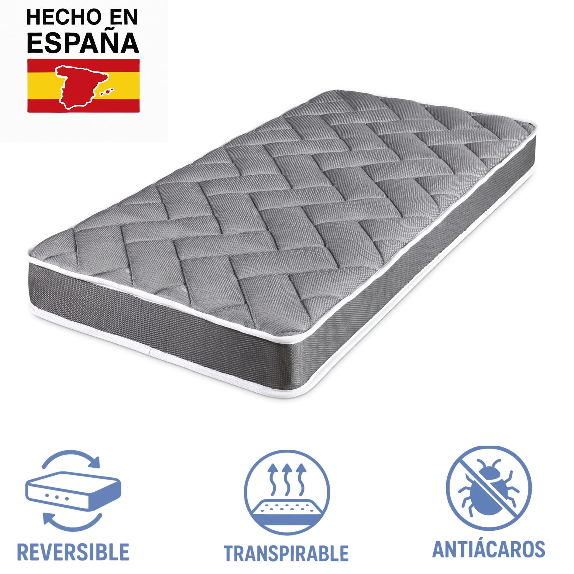 MATTREX | Colchón para Perro Tamaño 140x70x12 Fabricado en España, Reversible Invierno y Verano - Cama Perro ortopédica Transpirable, antiácaros, 12 cm Grosor Certificado Oeko-Tex