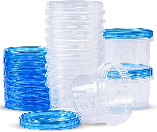 Miniatura 5 de RFAQK Contenedores de almacenamiento para congelador con tapas, 12 recipientes de plástico de 32 onzas con 12 tapas de rosca, recipientes para