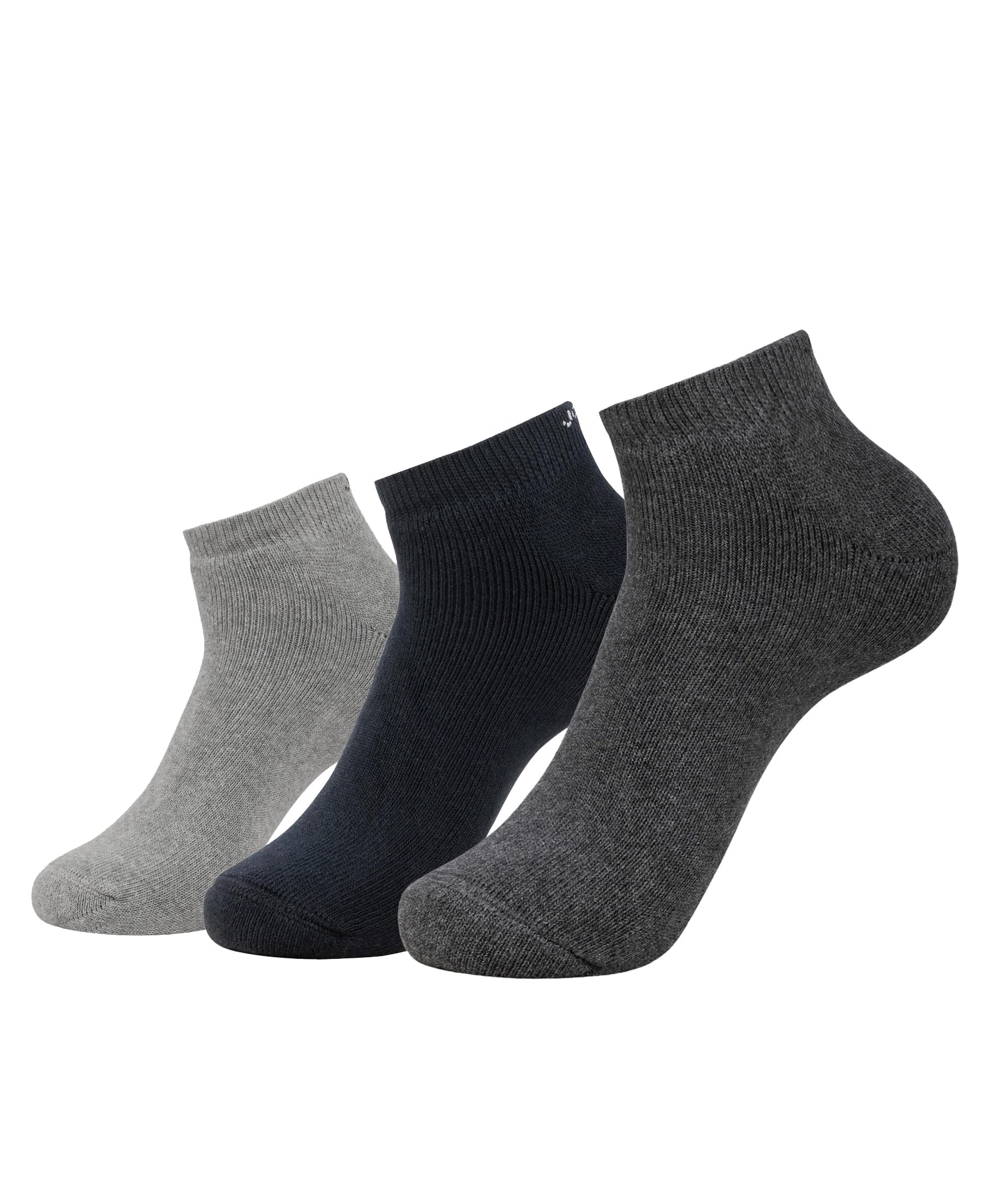 7039 Men's Compact Cotton Terry Low Show Socks with StayFresh Treatment (Pack of 3)_Black, Mid Grey & Charcoal Melange_FREE SIZE-image-12