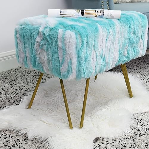 Miniatura 70 de Banco largo rectangular dorado suave de piel sintética otomana de 46 x 16 x 22 pulgadas, taburete reposapiés peludo para dormitorio al final de la