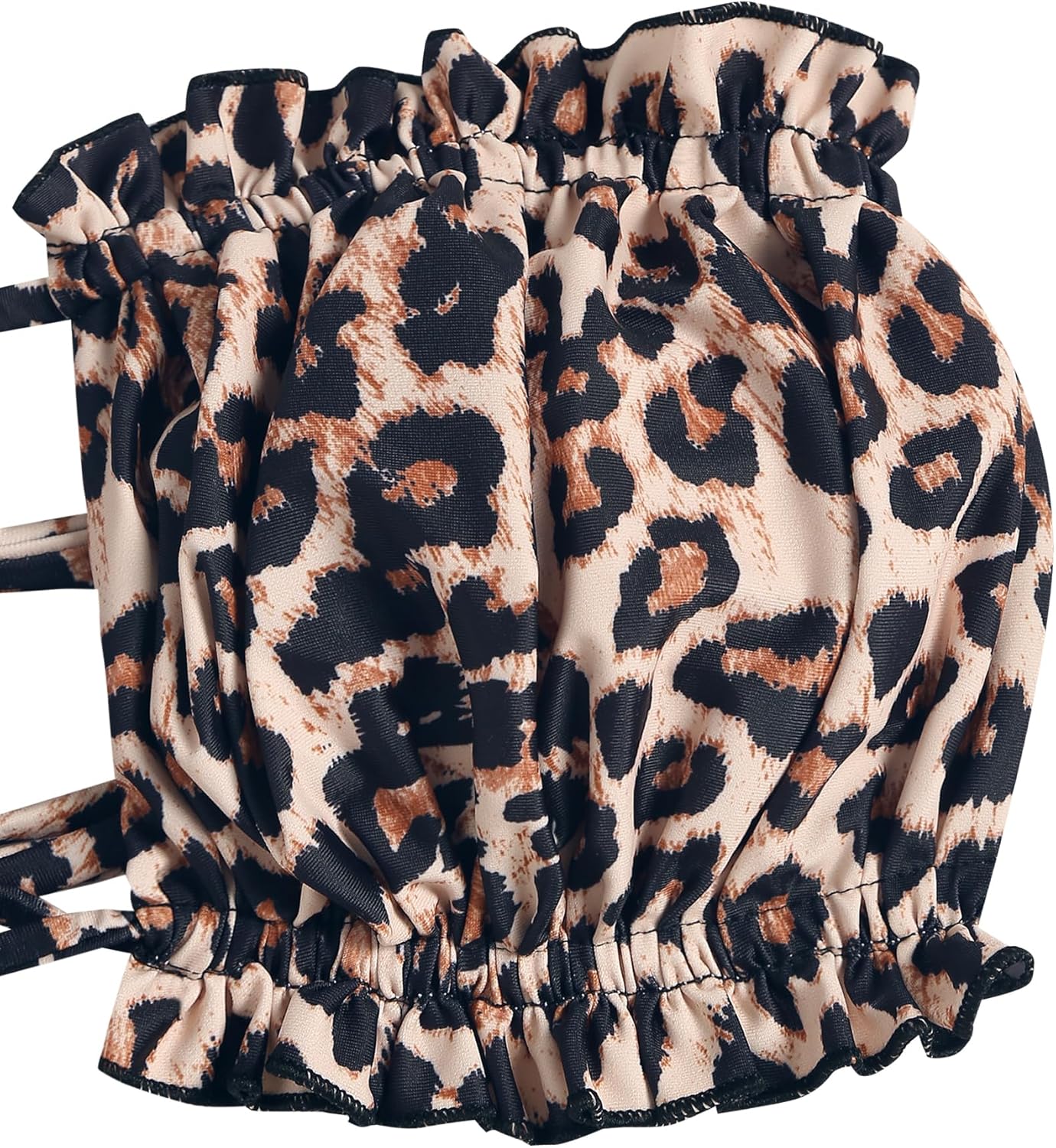 ZAFUL Women 2 Piece Strapless Bikini Swimsuits Ruffle Ribbed Self Tie Bandeau Bikini Set High Cut String Bathing Suits - Image 4