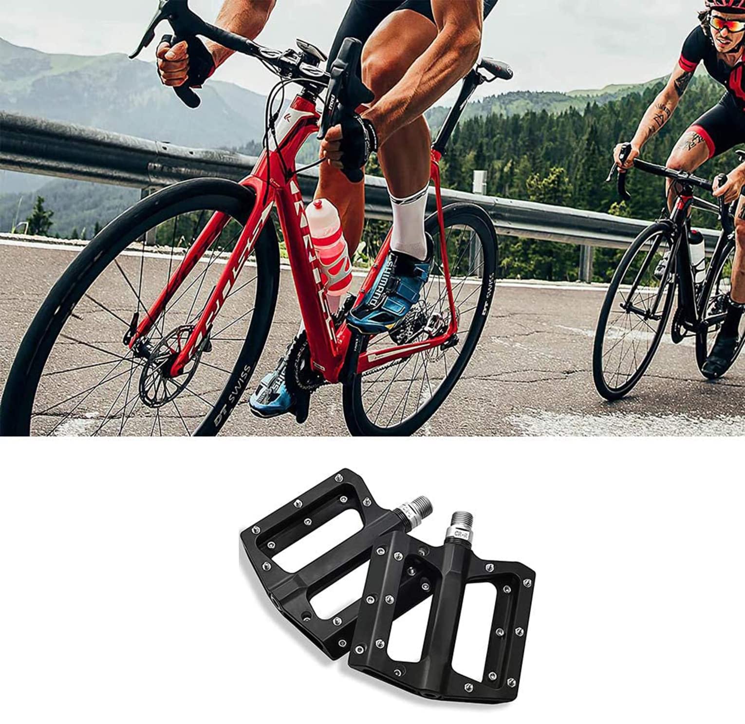 Pedals Mountain Bike Pedals Lightweight Nylon Fiber Platform Pedals Road Bike Pedals Carbon Fiber Sealed Bearing Flat Pedals for MTB for 9/16 Inch