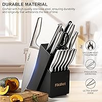 Vista 6 de Kitchen Knife Set, FIKSHOT Premium Stainless Steel Knife Block Set, Razor-Sharp Santoku Knife and Fruit Knives, Gift for Homecooks, Rust-Proof