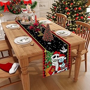 Linen Christmas Table Runner 72 Inches Long Christmas Xmas Winter Holiday Home Kitchen Dining Room Table Decorations