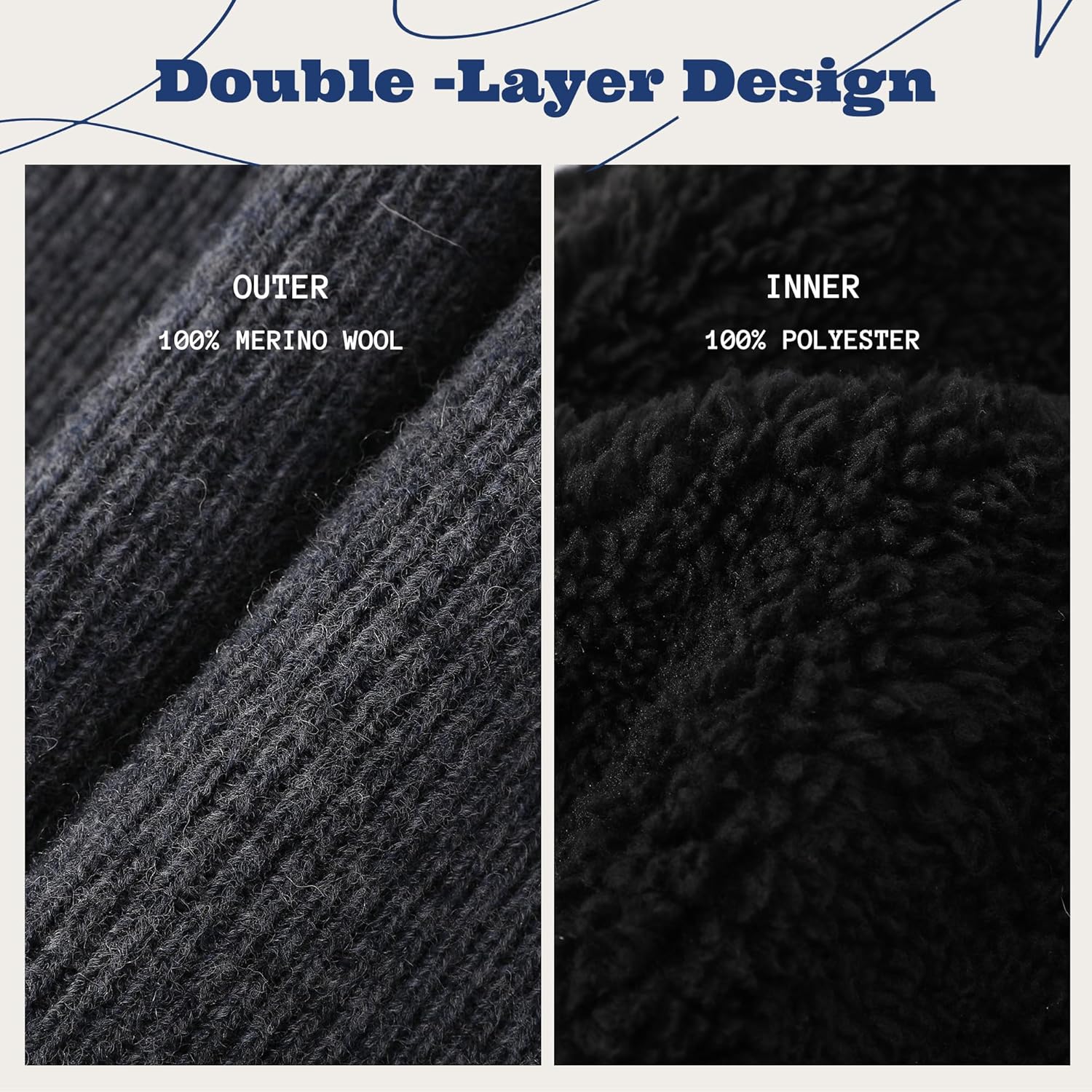 ACUSHLA Merino Wool Neck Gaiter for Men & Women - Fleece Lined Heavyweight Warm Knitted Scarf Neck Warmer Ski Face Mask - Image 3