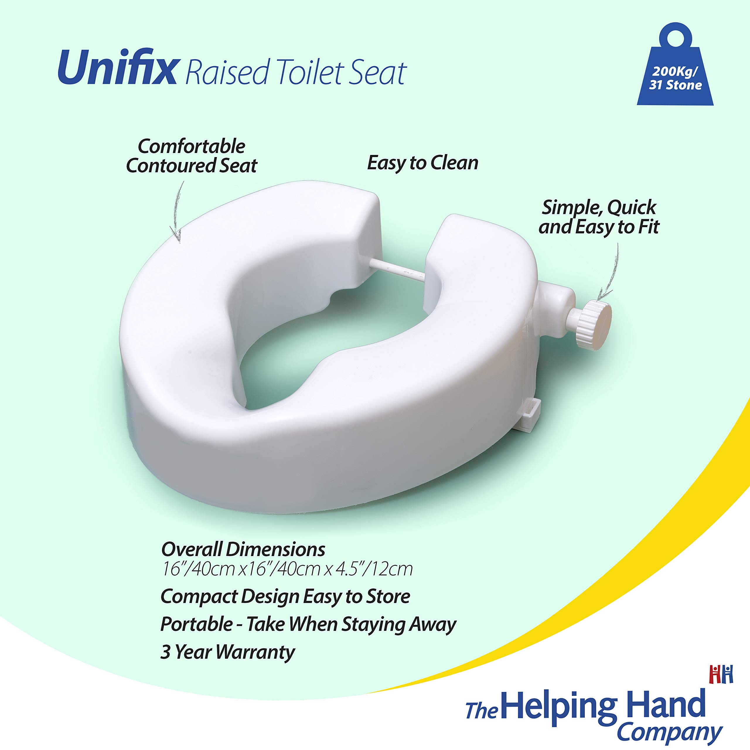 Helping Hand Unifix 4 inch / 100mm Raised Toilet Seats for Elderly, Disabled and Hip Replacement