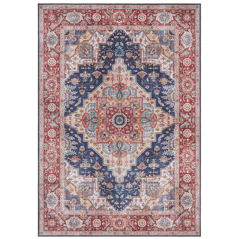 Nouristan Asmar Rug - Living Room Rug Orient Touch Detailed Pattern Floral Curve Pile Flat Weave Rug for Dining Room, Living Room, Bedroom, Blue, 120 x 160 cm