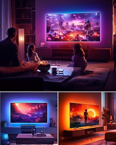 Miniatura 2 de maylit ICRGB Luces LED para TV, retroiluminación LED Bluetooth de 18 pies para 71-75 pulgadas, luces de TV que cambian de color detrás, luces LED de