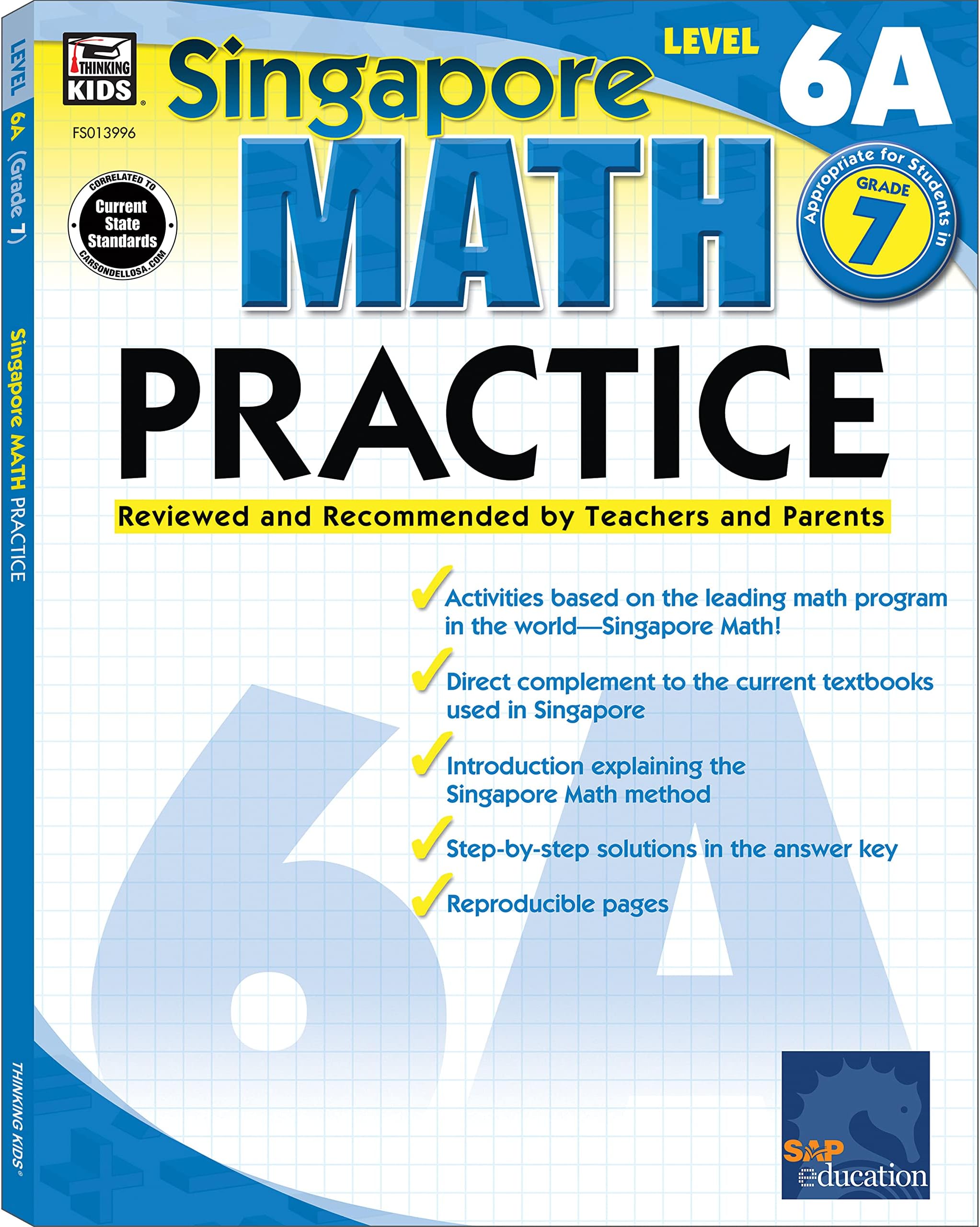 Singapore Math – Level 6A Math Practice Workbook for 7th Grade, Paperback, Ages 12–13 with Answer Key