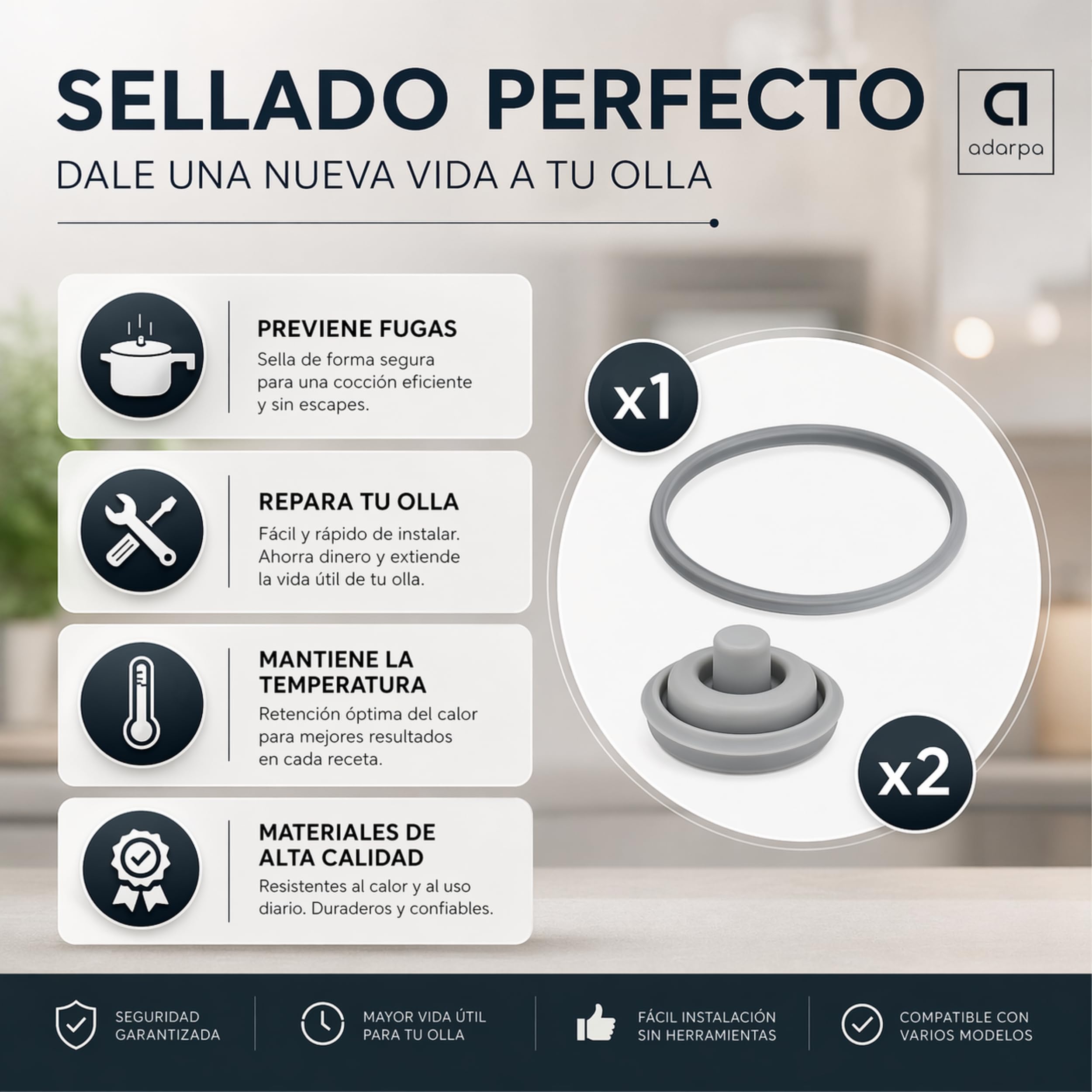Repuestos para Olla a Presión WMF Perfect Plus y Perfect – Juntas de Sellado Ø22 cm, 2x Válvula, Compatible 2,5L-8,5L