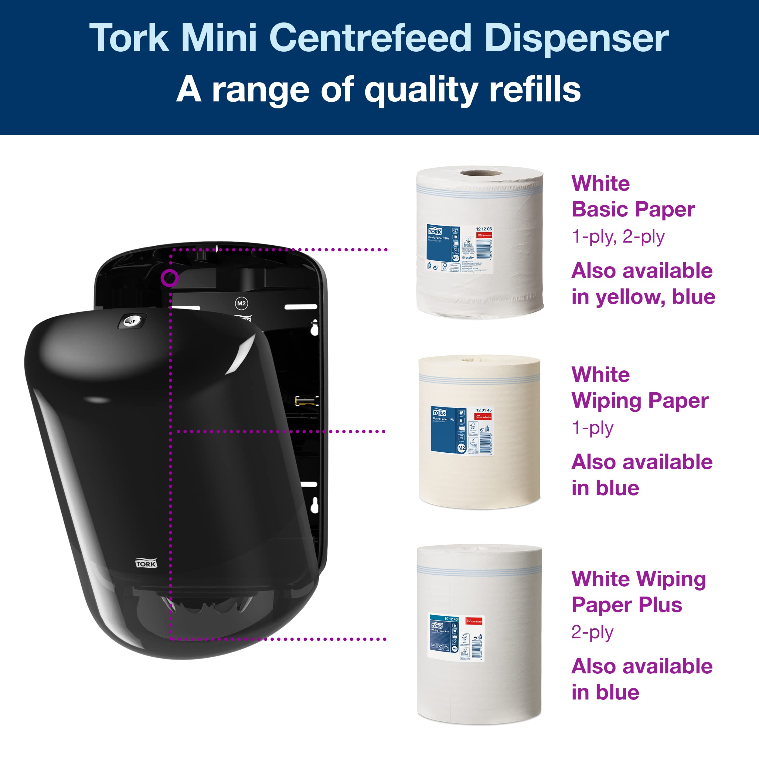Buy Tork 559008 Centrefeed Dispenser M2 / Paper Dispenser Suitable for