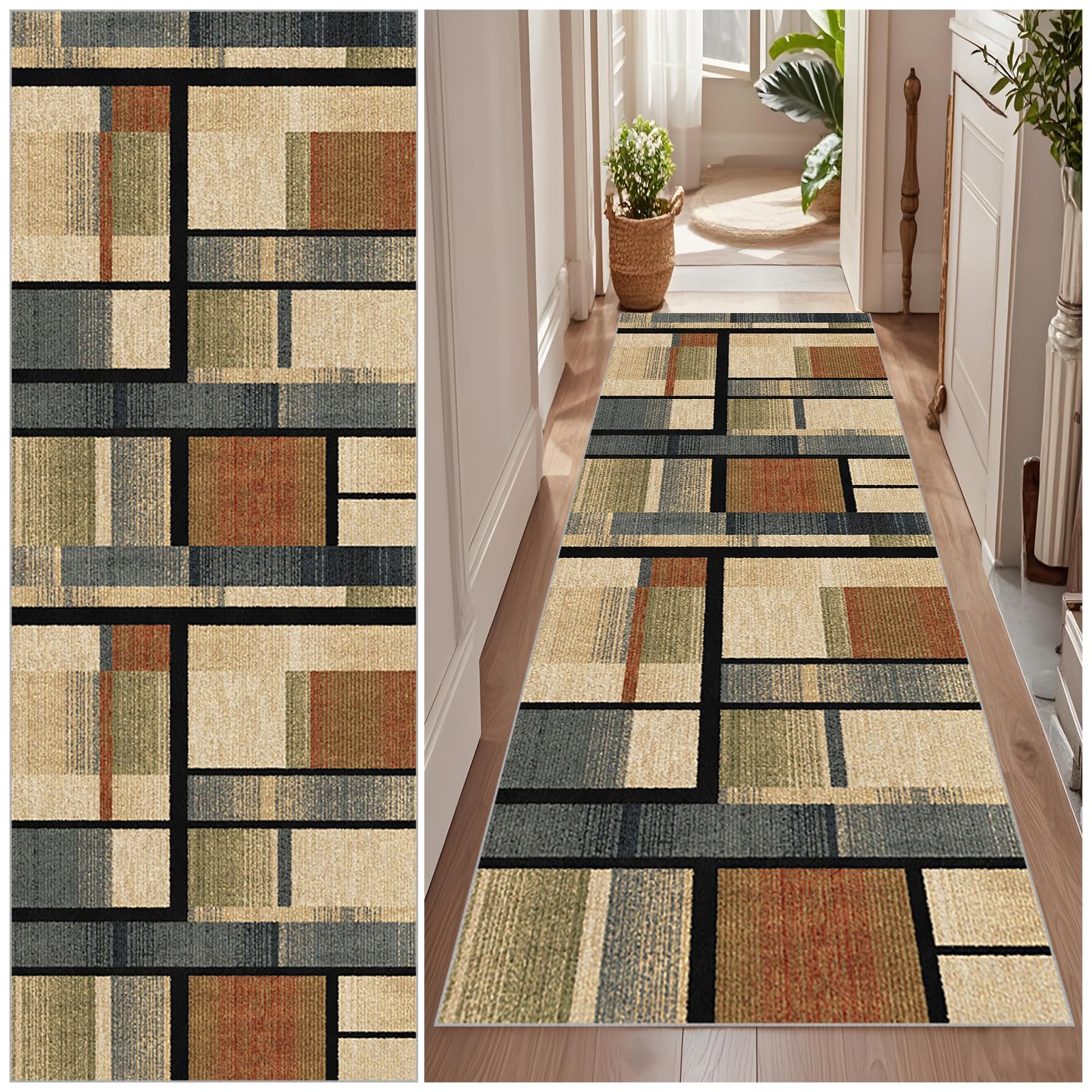 Qemgrste K246 Hallway Runner 50 X 200 Cm Extra Long Kitchen Matsentryway Carpet Runner Rug Non-Slip Entrance Floor Doormat Runner Rugs For Hallway Washable Area Carpet Rug For Kitchen Bedroom Bathroom