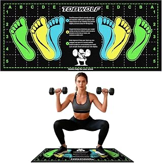TOBWOLF 31.5x13.8 Non-Slip Squat Mat with Foot Guides - Pro-Grade for Squats, Lunges, Leg Workouts, Home Gym Safety
