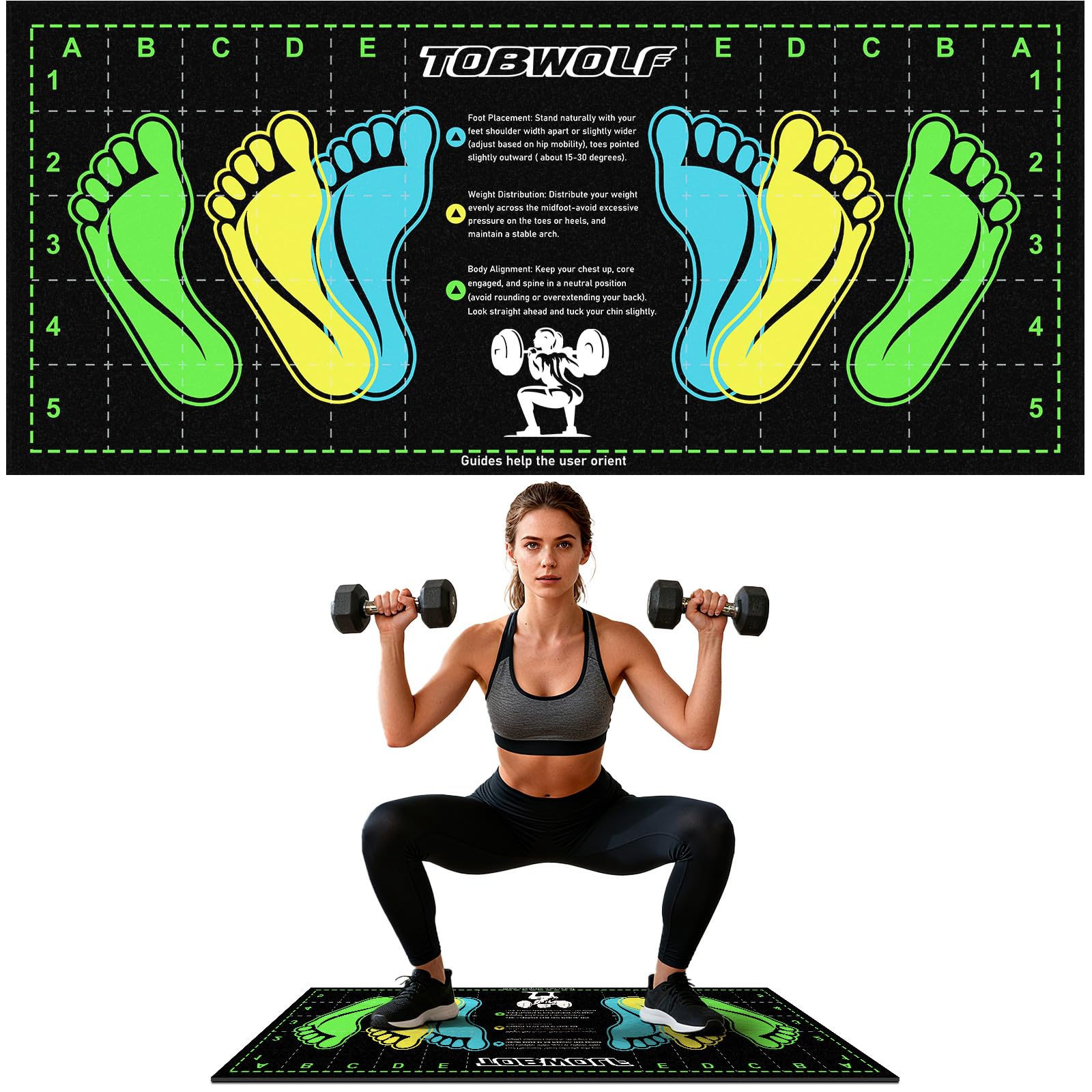 Amazon.com : 31.5'' X 13.8'' Non-Slip Squat Mat with Foot Position