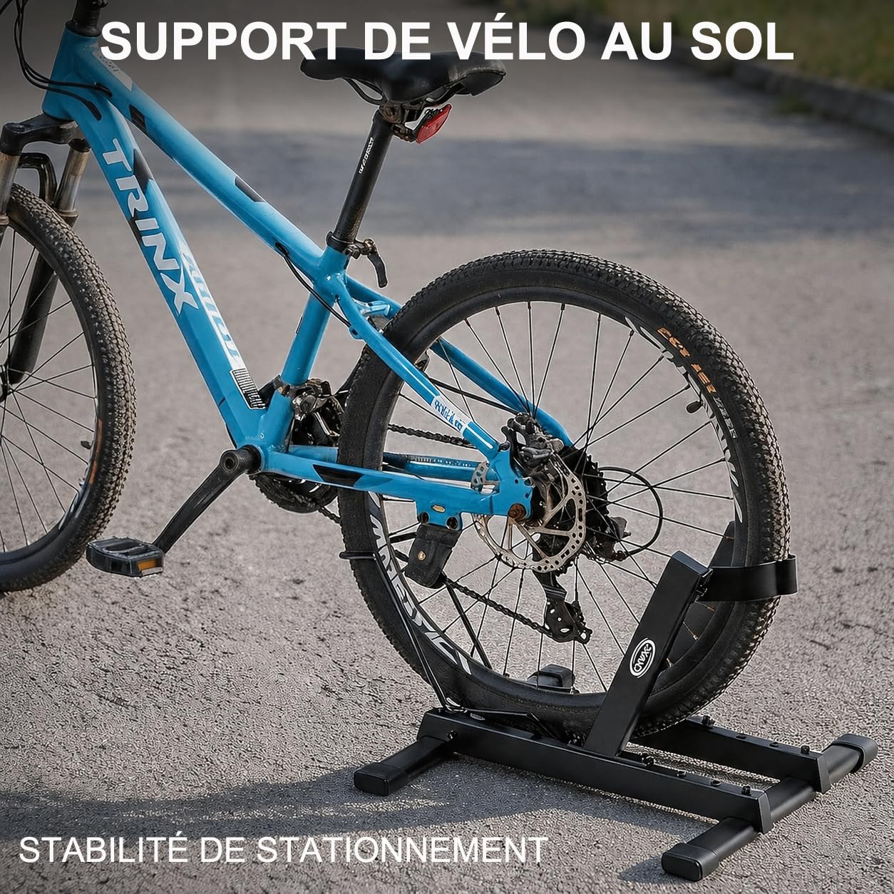 CXWXC Support de vélo de garage - Support de sol pour vélos de 20 à 29 pouces - Largeur des pneus 10,2 cm - Support de vélo électrique durable et peu encombrant