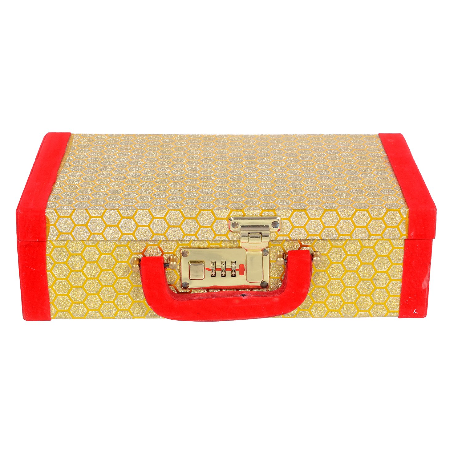 Kuber Industries Wooden 2 Rod Bangle Storage Box (Golden)