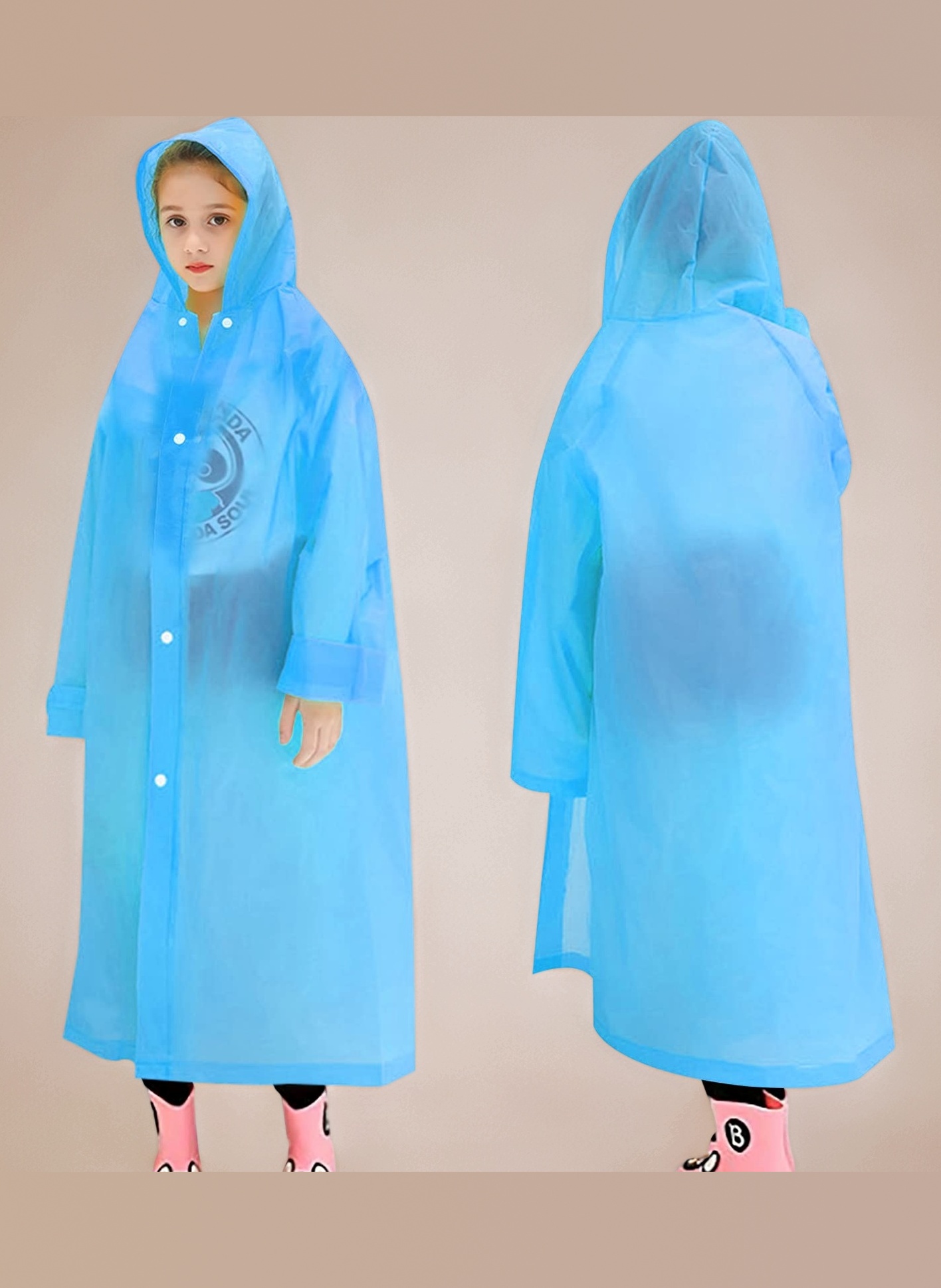 Kids Rain Coat for Girls Boys,Portable EVA Raincoat Lightweight Rain Poncho with Hood,Reusable Cute Children Raincoat for Travel Outdoor Climbing Cycling Hiking Camping