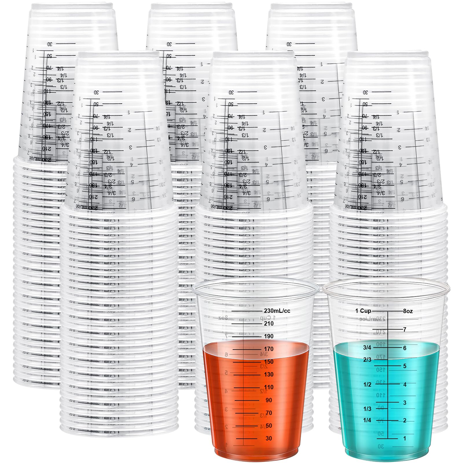 200 Pack Epoxy Resin Mixing Cups, 240 ml/8 oz Graduated Plastic Cups