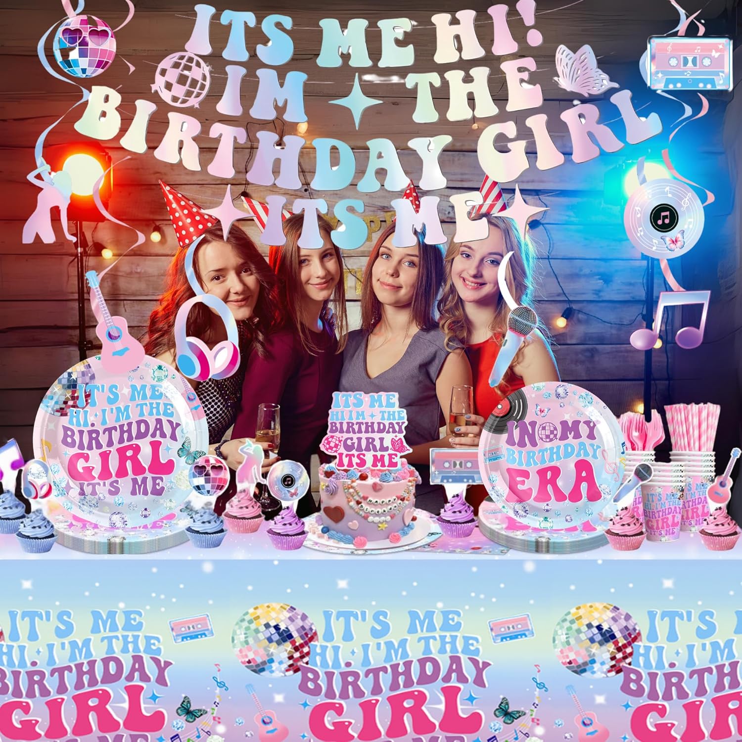 Its Me Hi Im The Birthday Girl Its Me Birthday Decorations Party Supplies Girls Party Favors Banner Cake Topper Cupcake Toppers Balloons Plates Cups Forks Straws Napkins Tablecloth Hanging Swirls