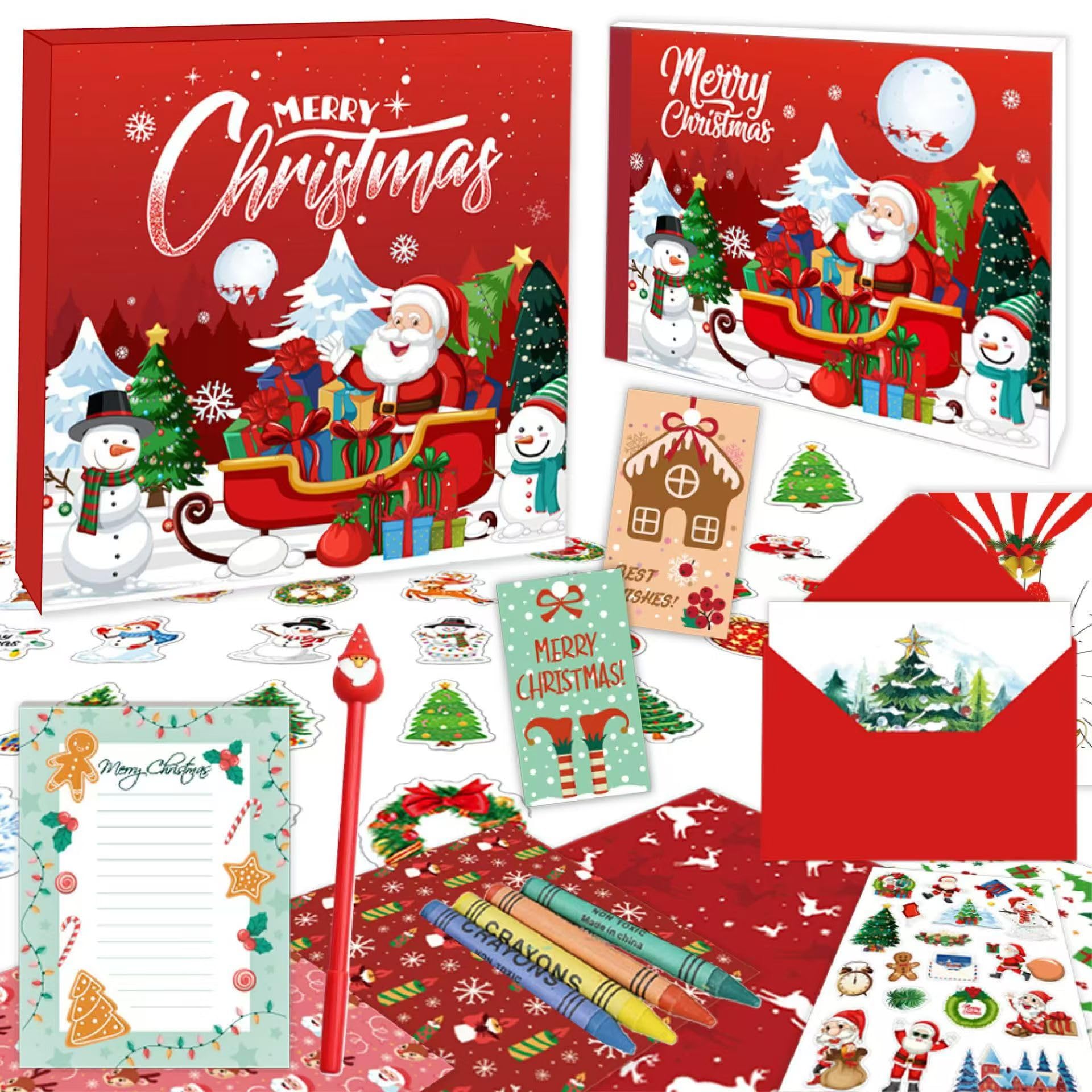 Christmas DIY Journal Kit, Christmas Gift for kids 4+,Notebook & Diary Supplies Set with Scrapbook Papers,Christmas Stickers, Christmas card with Gift Box,Christmas Scrapbook Set