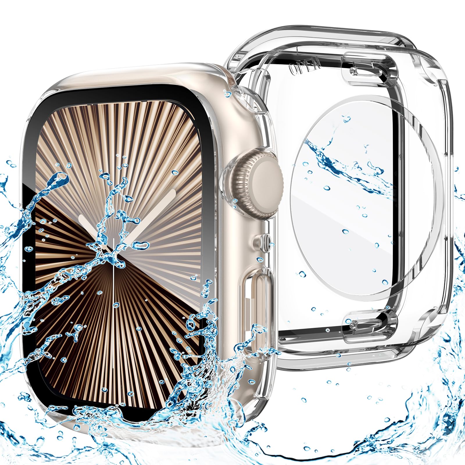 Goton 2 in 1 Waterproof Case Compatible for Apple Watch Series 11/10 Screen Protector 42mm, 360 Protective Glass Face Cover Hard PC Bumper + Back Frame for iWatch Accessories 42 mm