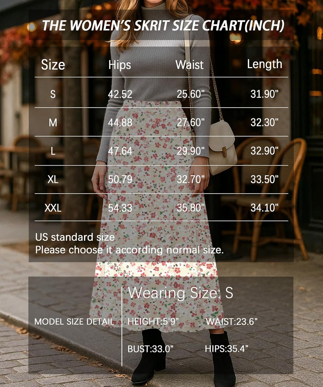 Long Skirts for Women Flowy Elastic High Waist Midi A-line Skirt for 2026 Casual Boho Trendy(Pink White Flo, Medium) - Image 5