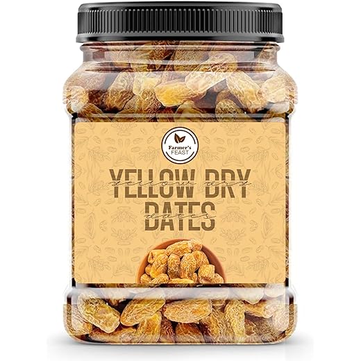 Yellow Dry Dates | Dry Chuara | Pili Kharak | Sukha Khajur | Pili Chuara | Kharek | Healthy & Natural Yellow Dates | Dry Fruits | Jar Pack (1000GM)