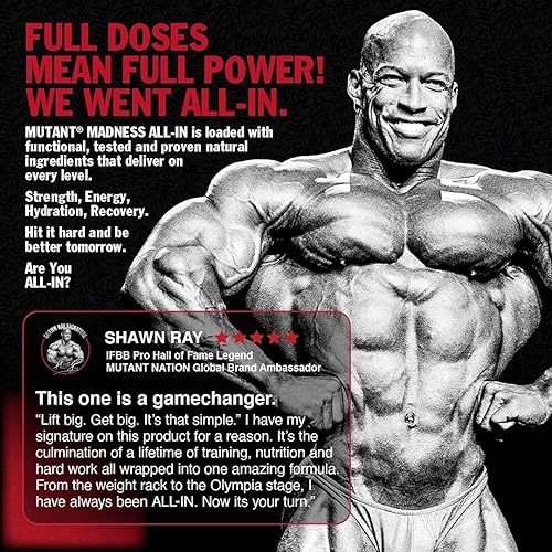 Miniatura 3 de Mutant Madness All-in - Preentrenamiento dosificado completo, ciclón tropical, 18 porciones, 17.78 oz (17.8 onzas)