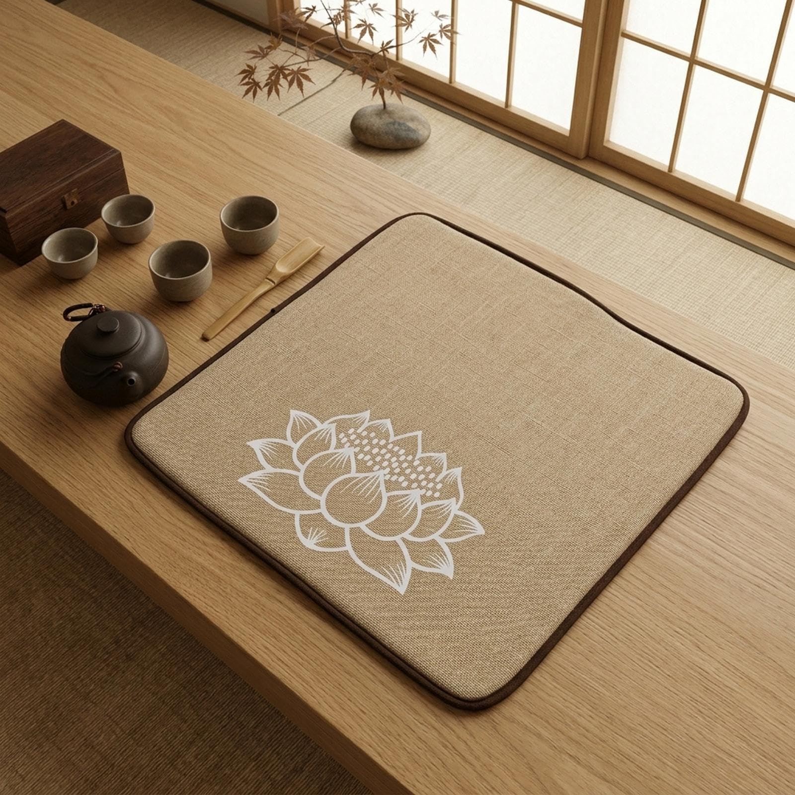 MagiDeal Coussin de méditation, tapis de sol japonais style tatami, coussin de pour, cadeau idéal pour la chambre à coucher en, Kaki, 80x80cm