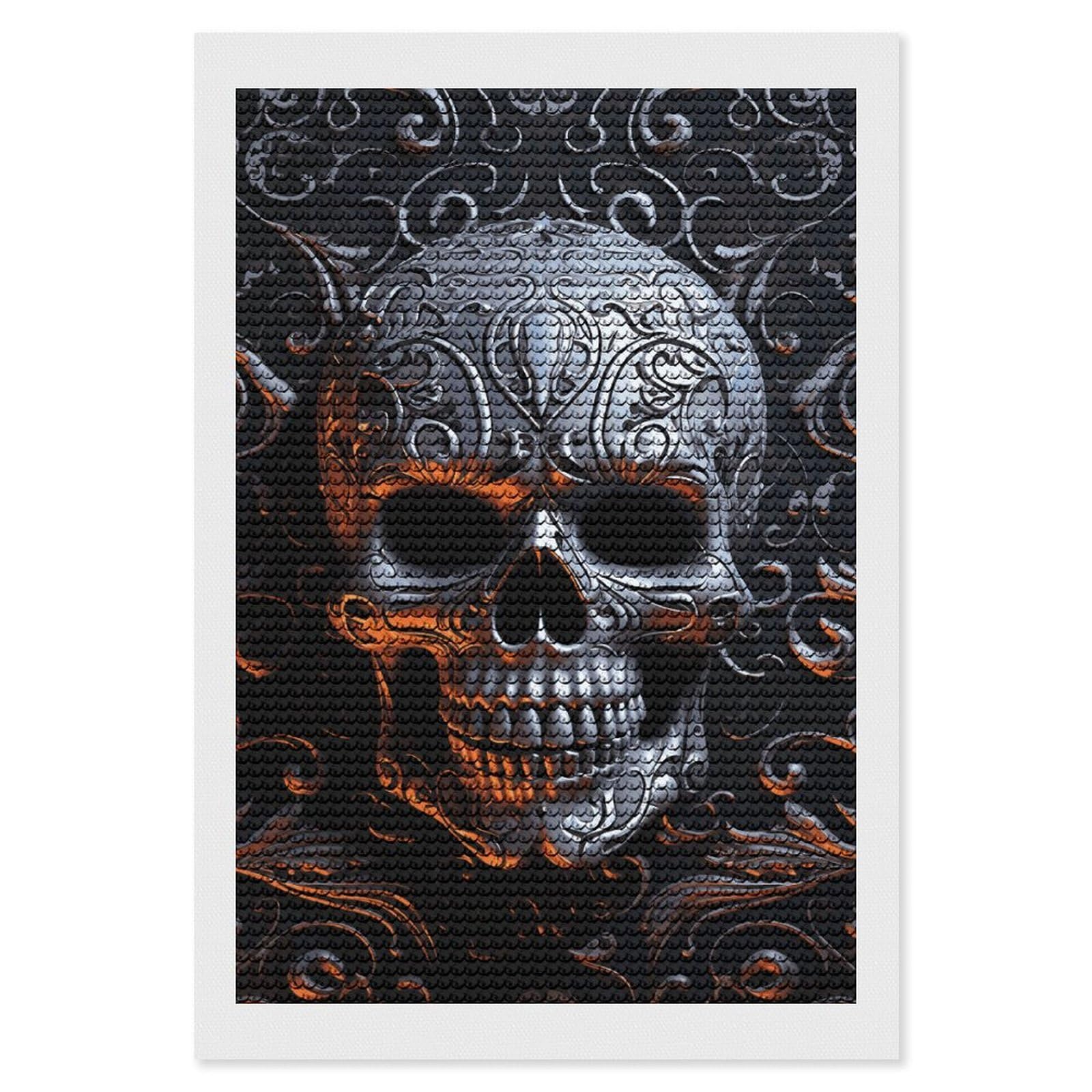 DWVTSLH Cool Skull Graphics Diamond Painting Kits for Adults, Personalized Diamond Photo Art Full Drill, DIY 5D Diamond Art Painting Kits for Beginners, Home Wall Decor 8"x12"