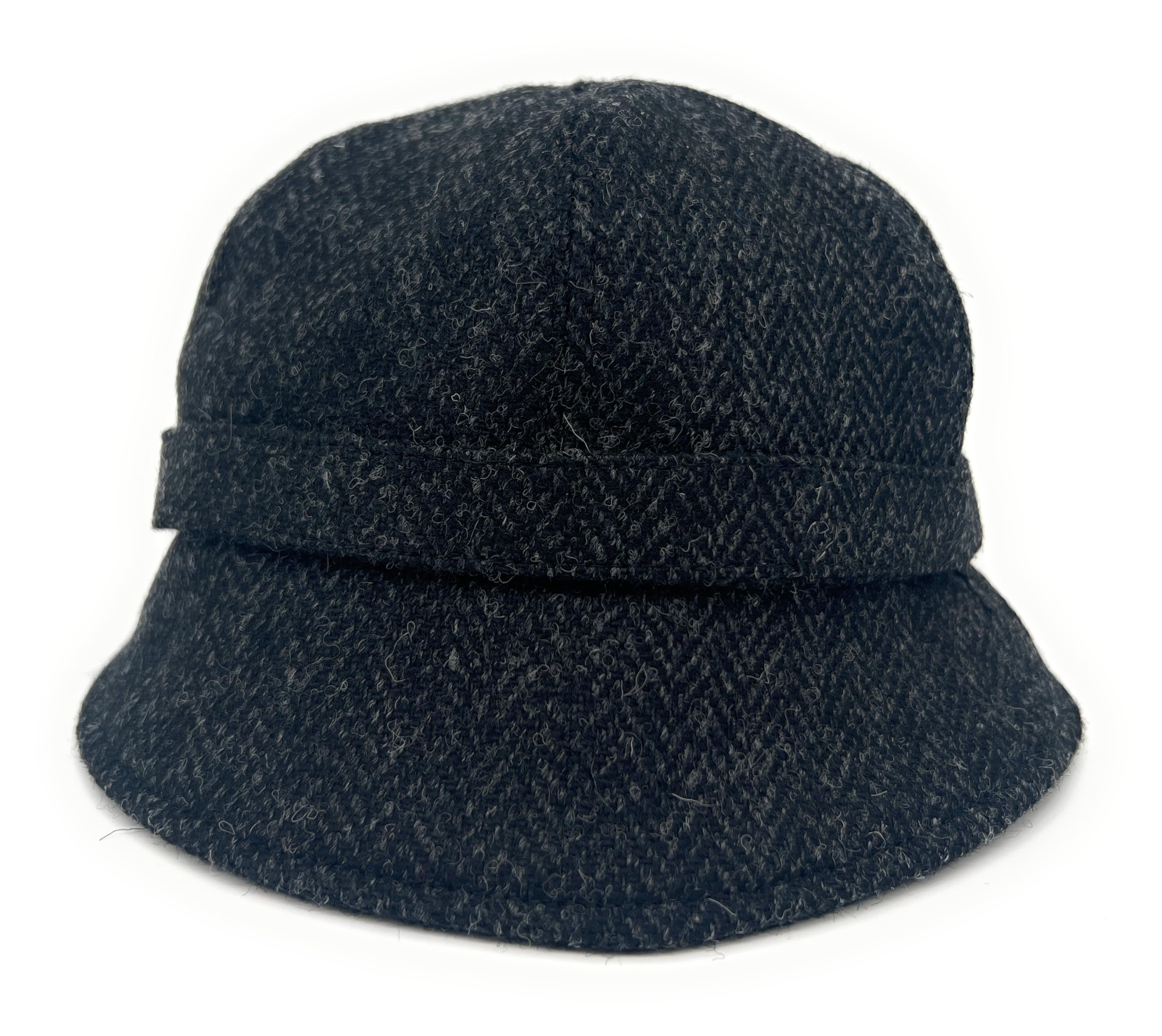 Tartan Tweeds Women's Harris Tweed Flapper Hat British Made One Size (Charcoal Herringbone)