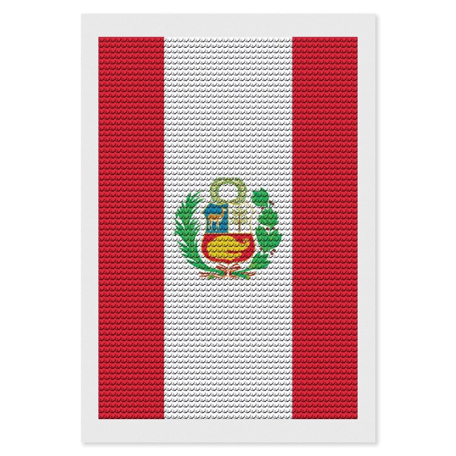 Nclqvjxzkhw Style Peru Flag Diamond Art Painting For Adult Round Diamonds Pictures Arts Crafts Home Wall Decor 8"X12"