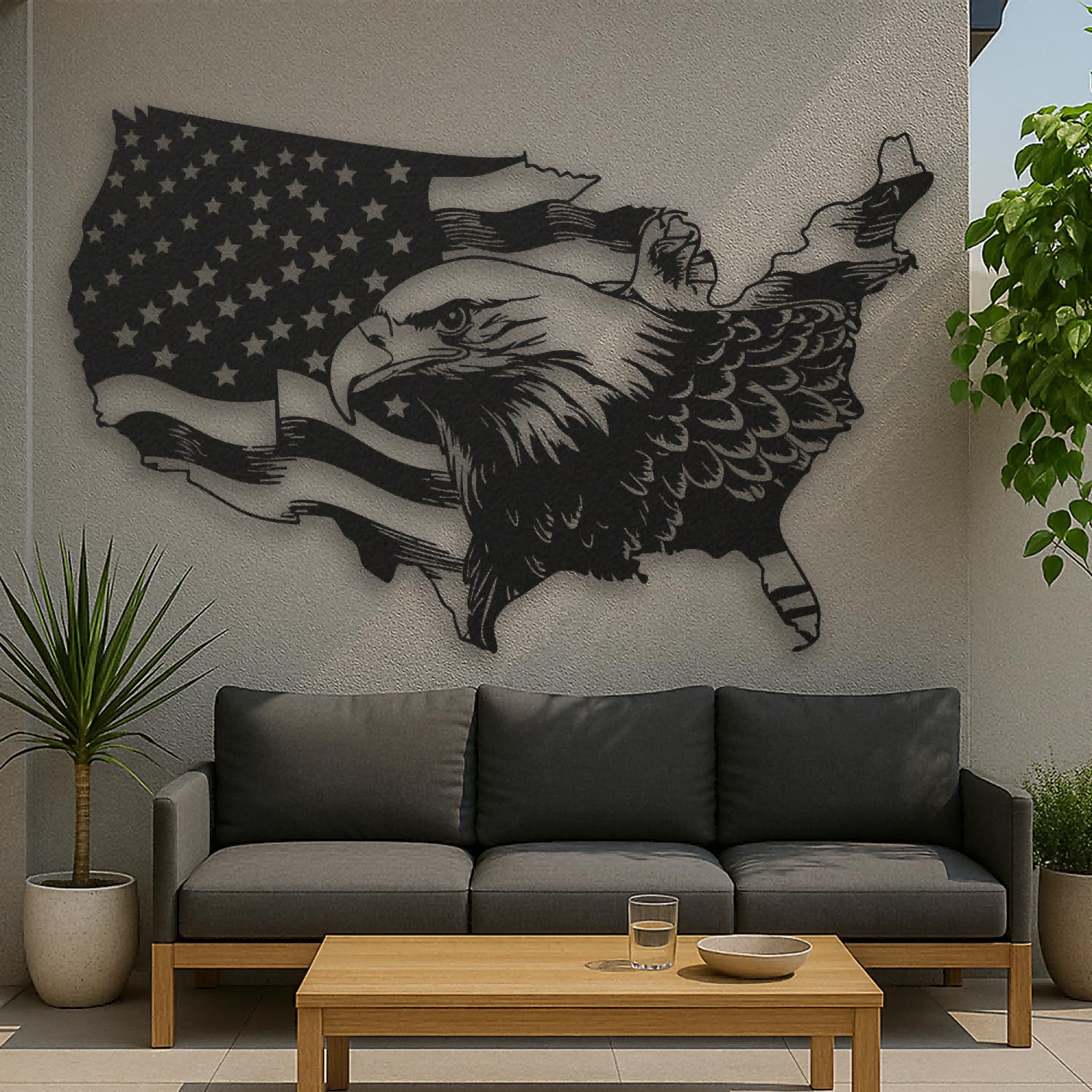 Sculpture USA métal aigle noir pour décoration murale salon et déco bureau moderne
