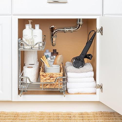 Vista 174 de Household Essentials Glidez - Organizador multiusos de acero cromado extraíble y deslizante para utensilios de cocina y utensilios para hornear